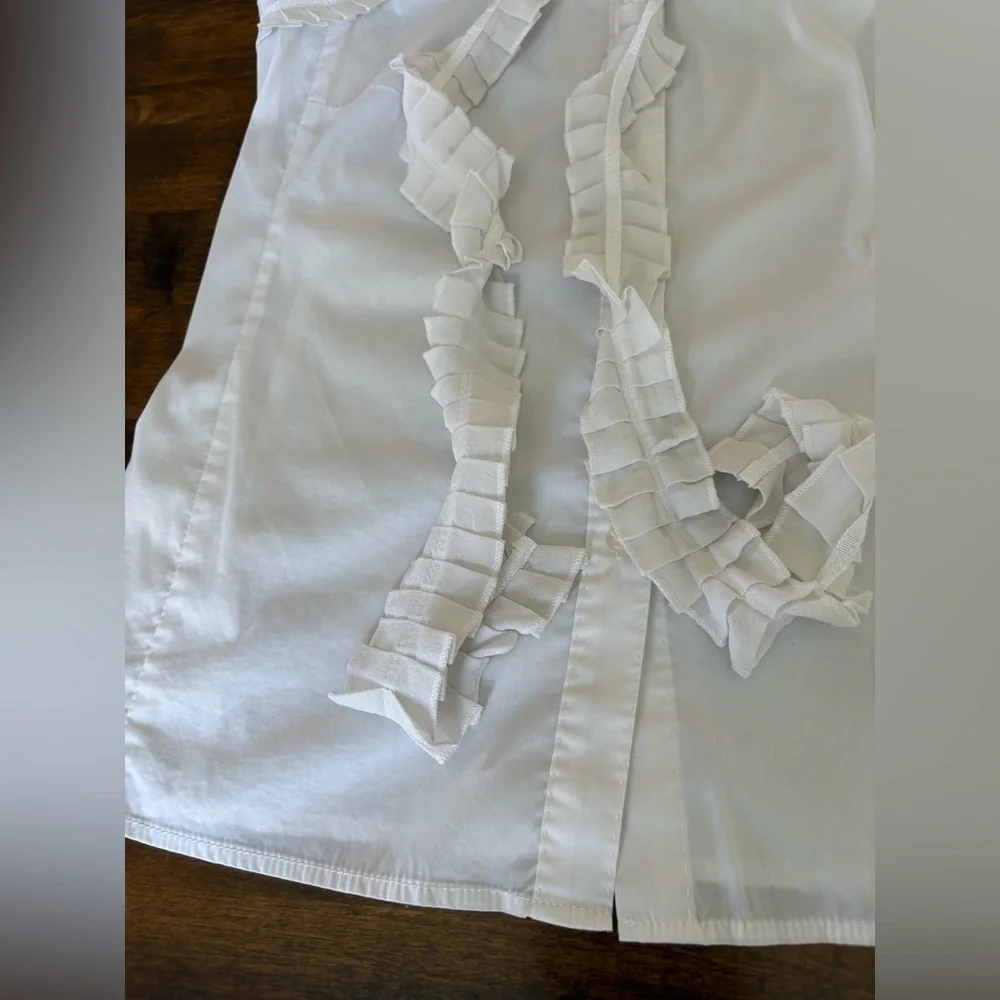 Tory Burch White Ruffle Sleeveless Blouse Size 2